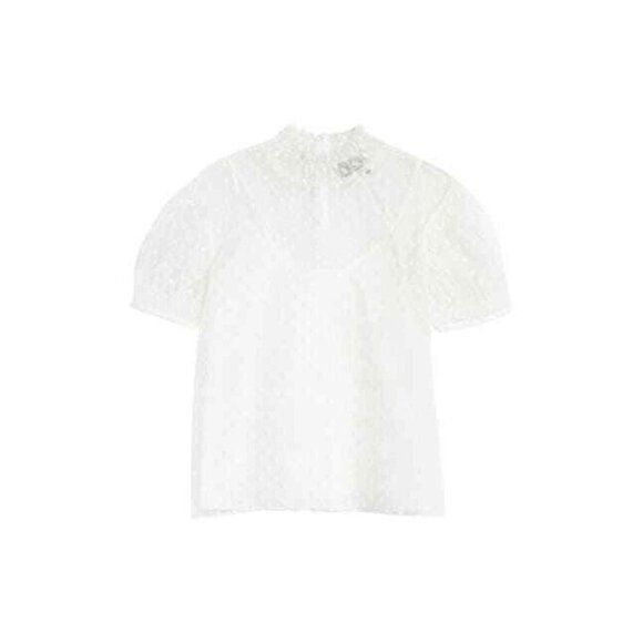 Birgitte Herskind Grace Swiss Dot Blouse White Size 40 - Picture 2 of 7